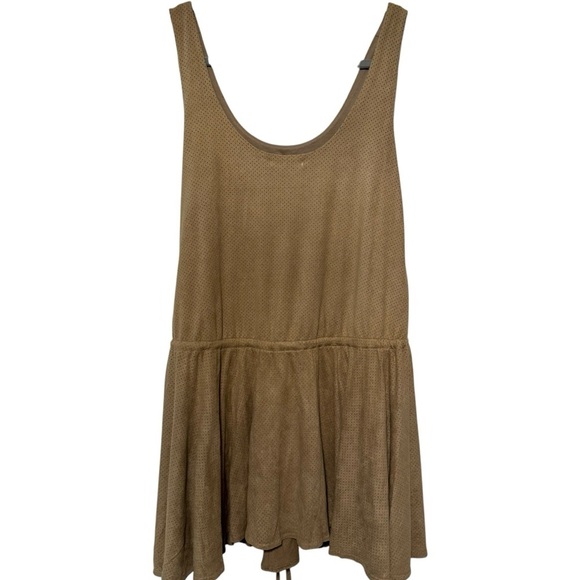 Free people movement faux suede perforated mini dress tan small - Picture 5 of 8